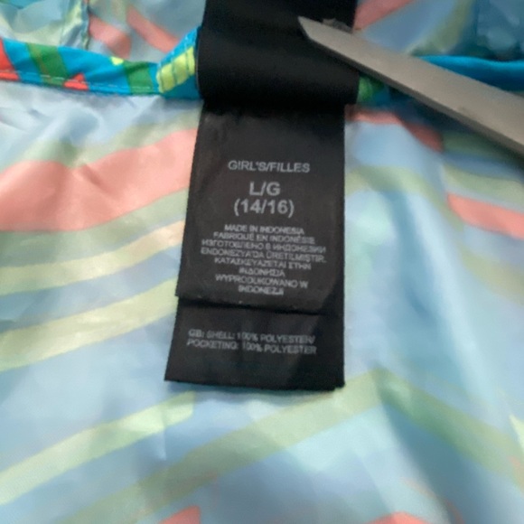 THE NORTH FACE GIRLS COAT  FUN PATTERN HOODED WIND JACKET  GIRLS  L  14/16 - Picture 5 of 6